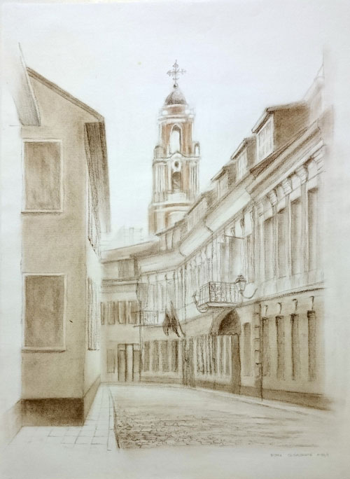 vilnius old town with all saints church 