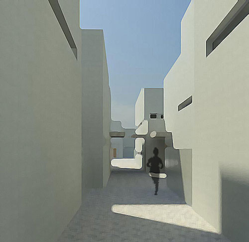 view of a passage between houses